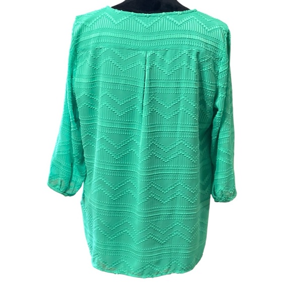 TALBOTS MINT GREEN CHIFFON TEXTURED BLOUSE SZ LP - Picture 3 of 10